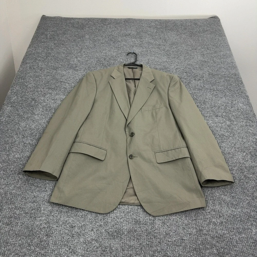 Brooks Brothers‎ Blazer Mens Olive Green Cotton Blend Two Button Professional